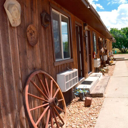 Outside of the motel rooms